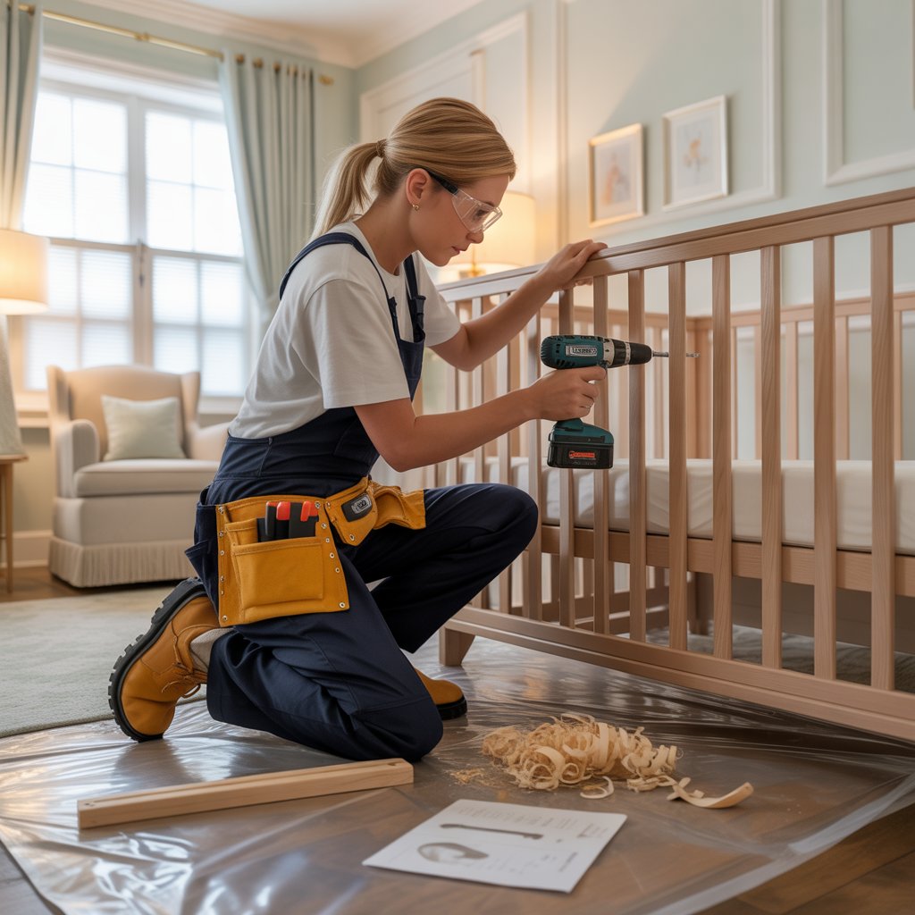 skilled-handy-woman-GTA fixing a baby crib